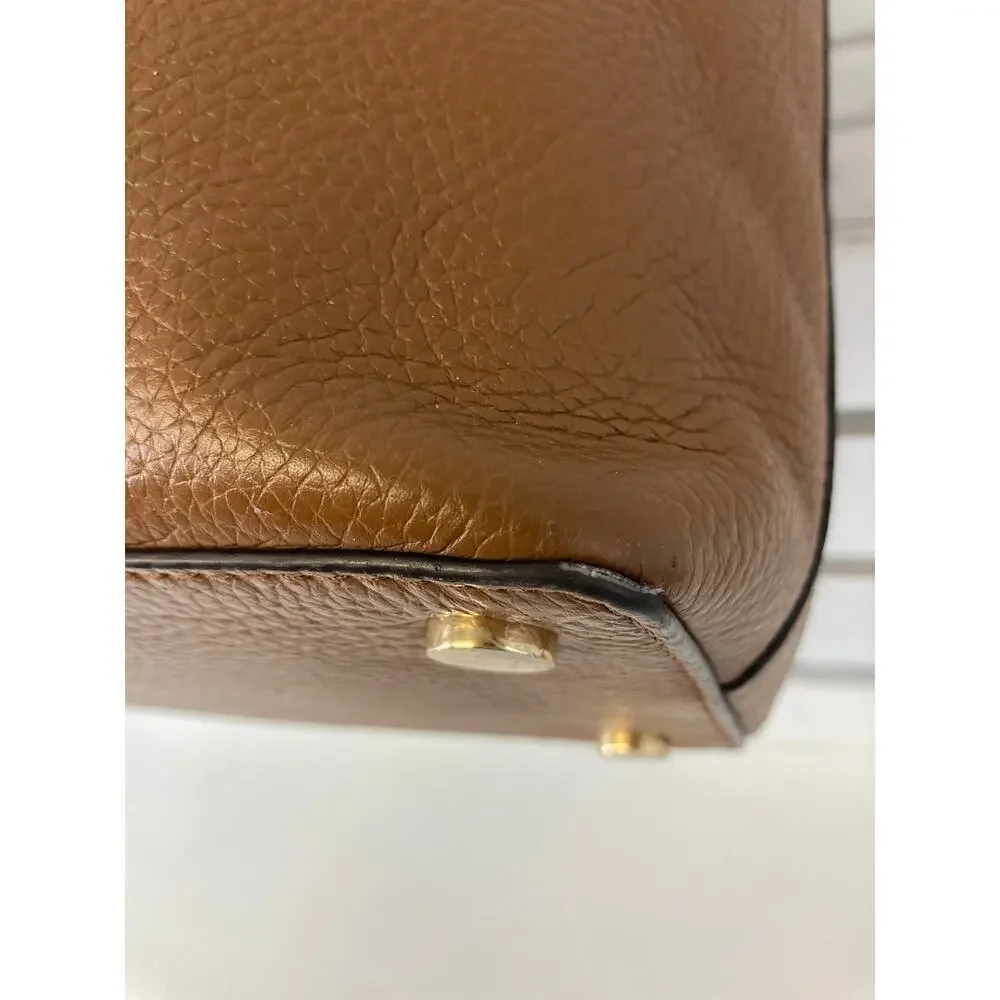 MICHAEL KORS, LARGE BROWN PEBBLED LEATHER SHOULDER BAG